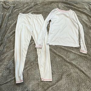 White thermals with pink trim